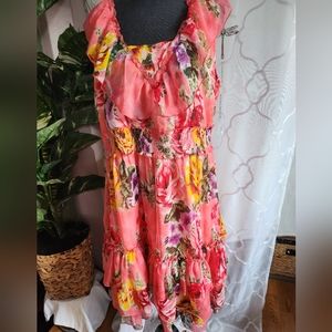 Denim 24/7 Size 16W Floral Pink Sleeveless Dress
